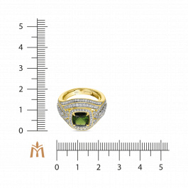 Кольцо с бриллиантами и турмалином