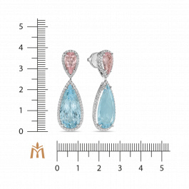 Серьги с аквамаринами, бриллиантами и морганитами