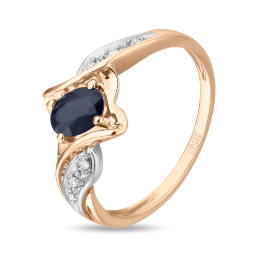 Кольцо с бриллиантами и сапфиром