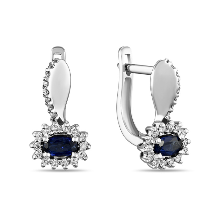 Серьги с бриллиантами и сапфирами - фото 1