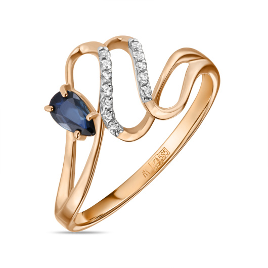 Кольцо с сапфиром и фианитом