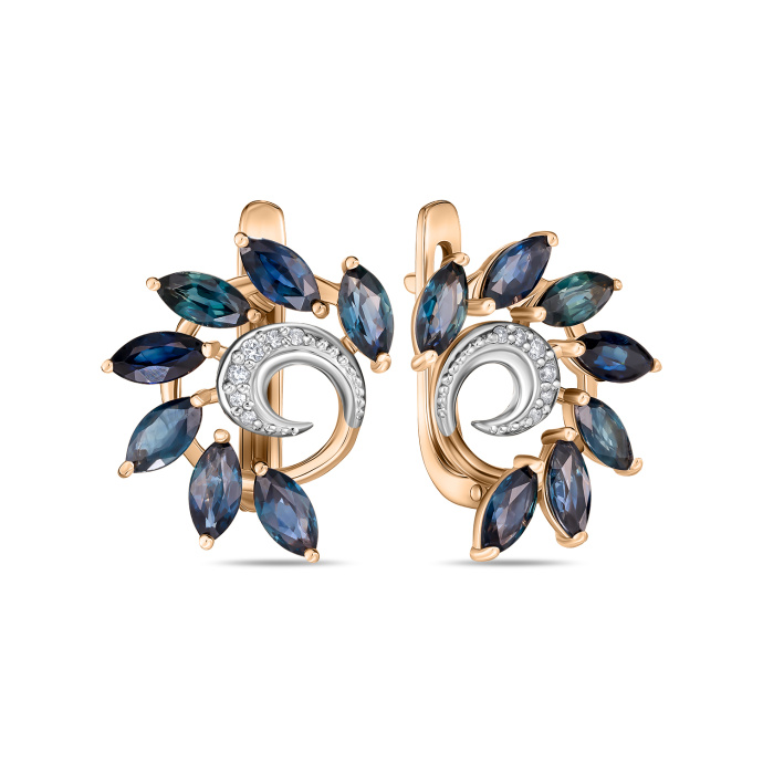 Серьги с бриллиантами и сапфирами - фото 1 Серьги с бриллиантами и сапфирами - фото 1
