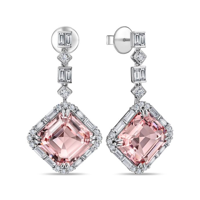 Серьги с бриллиантами и морганитами - фото 1 Серьги с бриллиантами и морганитами - фото 1