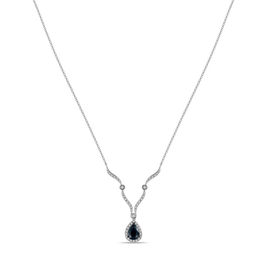Колье с бриллиантами и сапфиром