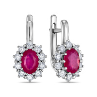 Серьги с бриллиантами и облагороженным рубином - фото 1 Серьги с бриллиантами и облагороженным рубином - фото 1