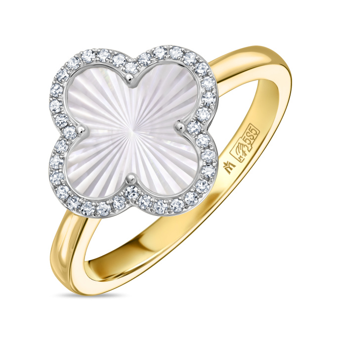 Кольцо с перламутром и бриллиантами - фото 1