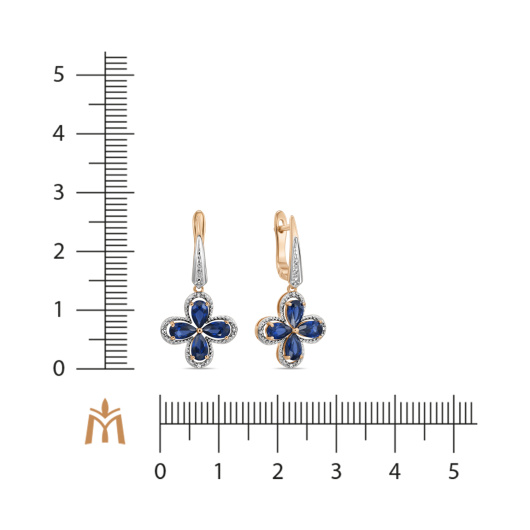 Серьги с бриллиантами и сапфиром