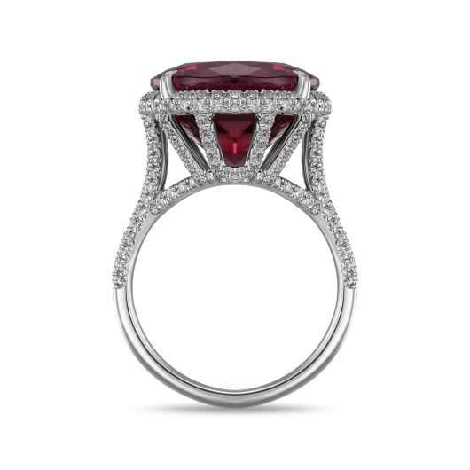 Кольцо с бриллиантами и рубеллитом