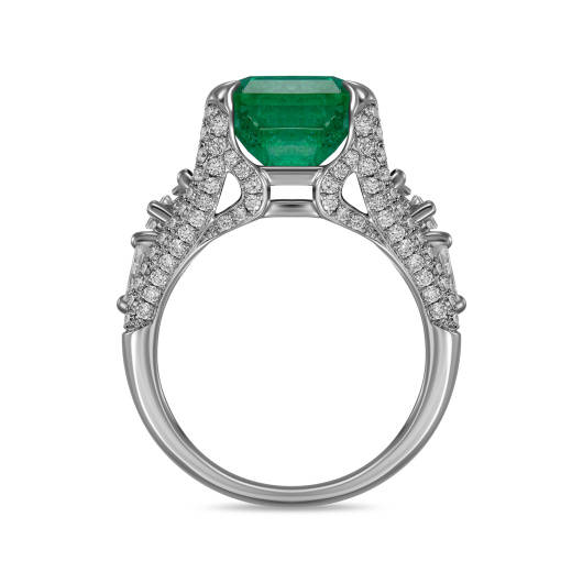 Кольцо с бриллиантами и изумрудом