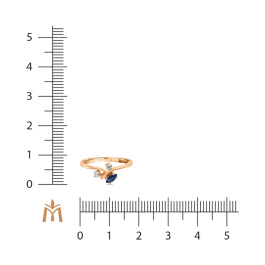 Кольцо с сапфиром и фианитом