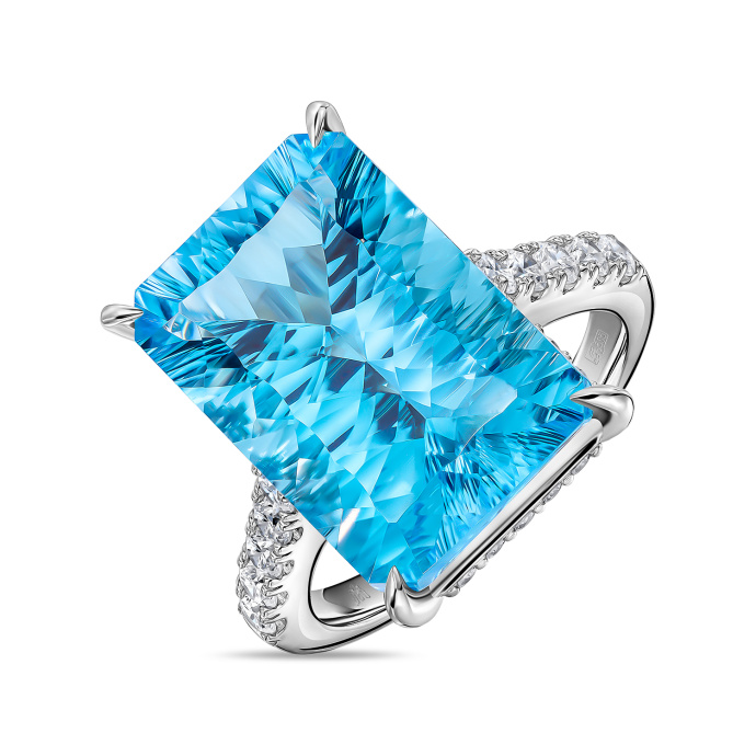 Кольцо с топазом и бриллиантом - фото 1