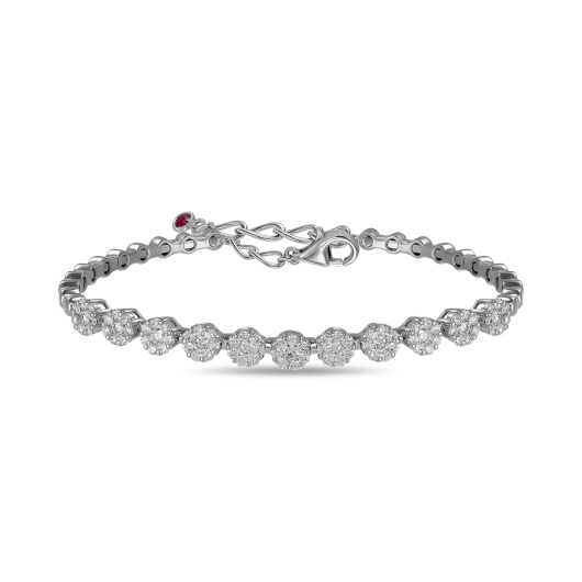 Браслет жесткий с бриллиантами и рубином