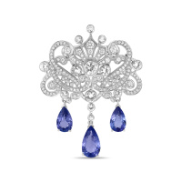 Брошь с бриллиантами, цветными сапфирами и танзанитами - фото 1