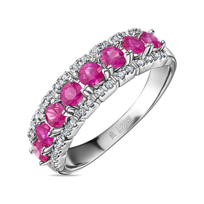 Кольцо с бриллиантами и рубинами - фото 1