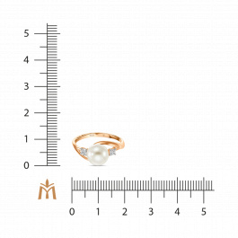 Кольцо с жемчугом и фианитами
