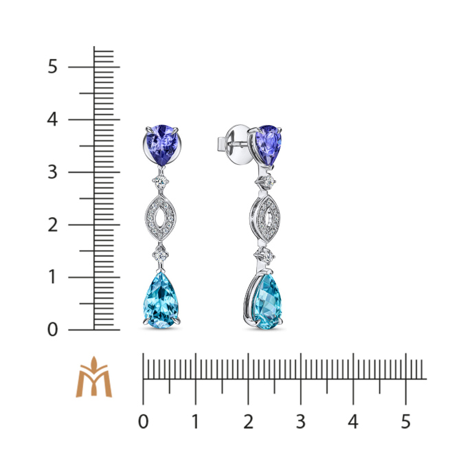 Серьги с бриллиантами, танзанитами и цирконами - фото 2 Серьги с бриллиантами, танзанитами и цирконами - фото 2