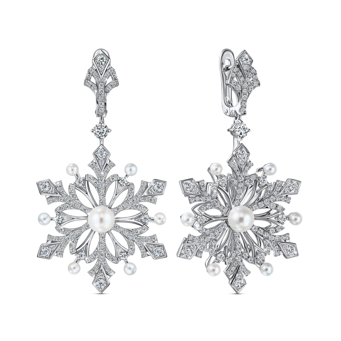 Серьги с бриллиантами и жемчугом - фото 1