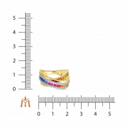Кольцо с бриллиантами, цветными сапфирами и сапфирами