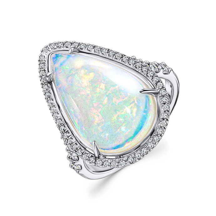 Кольцо с бриллиантами и опалом - фото 1