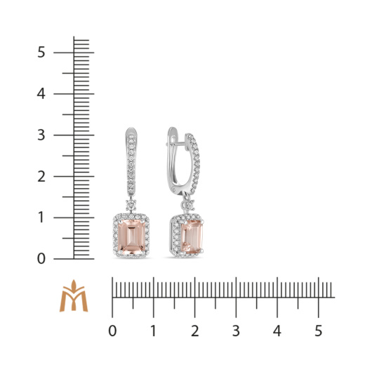 Серьги с бриллиантами и морганитами