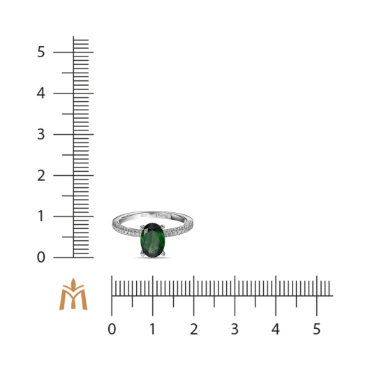 Кольцо с бриллиантами и цаворитом