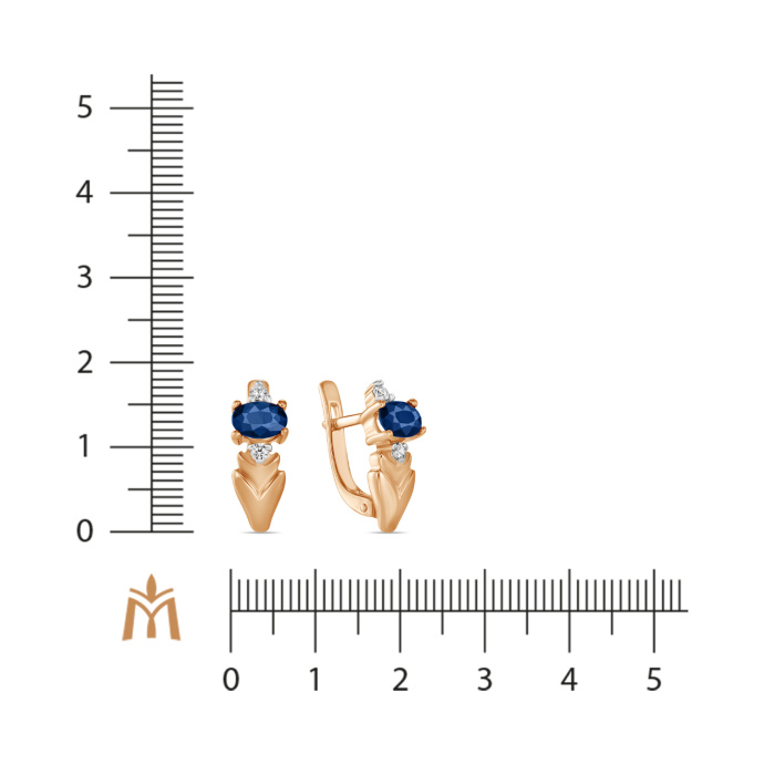 Серьги с сапфирами и фианитом - фото 2