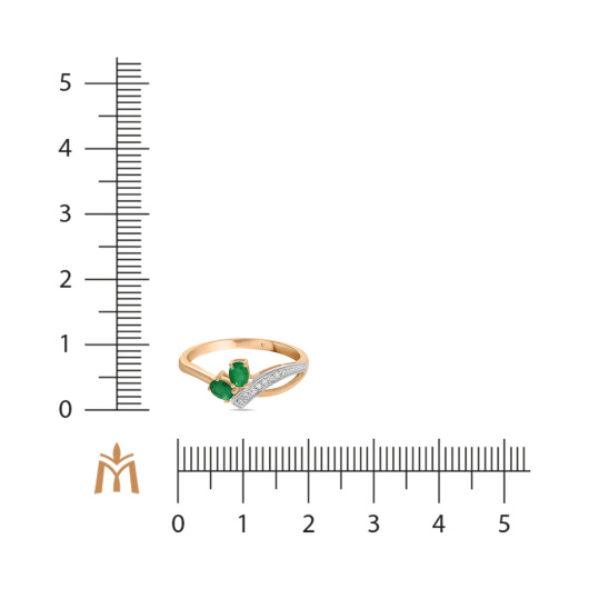 Кольцо с изумрудами и бриллиантами