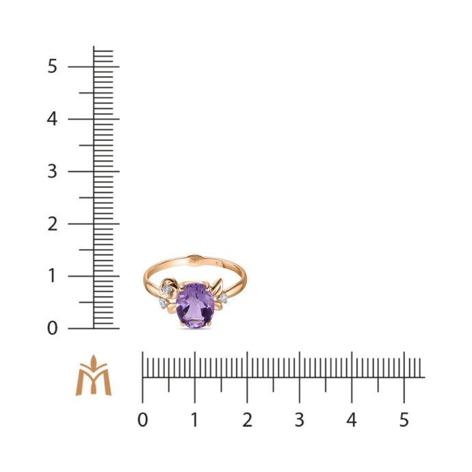 Кольцо с аметистом и фианитом - фото 2