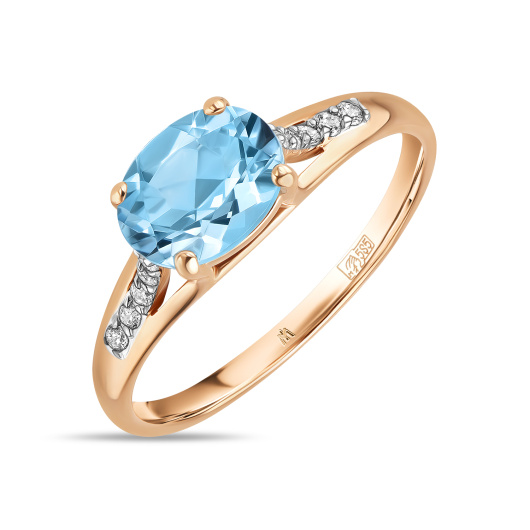 Кольцо с топазом и фианитом
