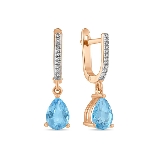 Серьги с топазом и бриллиантами