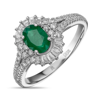 Кольцо с бриллиантами и изумрудом - фото 1