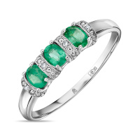 Кольцо с бриллиантами и изумрудами - фото 1