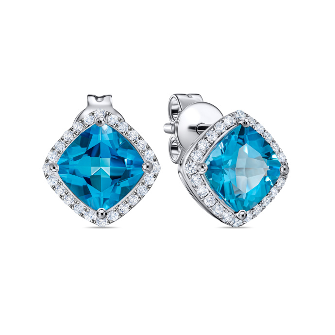 Серьги с бриллиантами и лондон топазами - фото 1 Серьги с бриллиантами и лондон топазами - фото 1