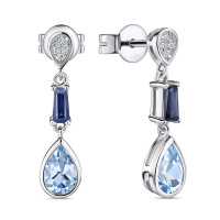 Серьги с топазами, бриллиантами и сапфирами - фото 1 Серьги с топазами, бриллиантами и сапфирами - фото 1