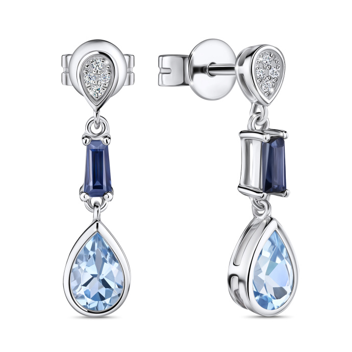 Серьги с топазами, бриллиантами и сапфирами - фото 1 Серьги с топазами, бриллиантами и сапфирами - фото 1