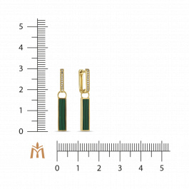 Серьги с бриллиантами и малахитом