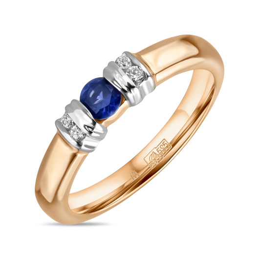 Кольцо с сапфиром и фианитом
