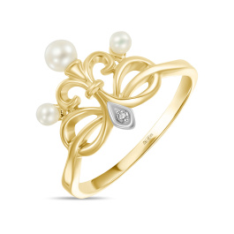 Кольцо с бриллиантом и жемчугом