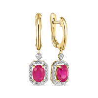 Серьги с бриллиантами и облагороженным рубином - фото 1 Серьги с бриллиантами и облагороженным рубином - фото 1