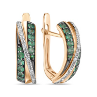 Серьги с бриллиантами и изумрудами - фото 1