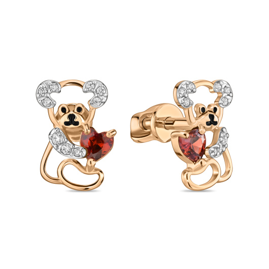 Серьги с эмалью и фианитами