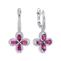 Серьги с бриллиантами и родолитами - фото 1