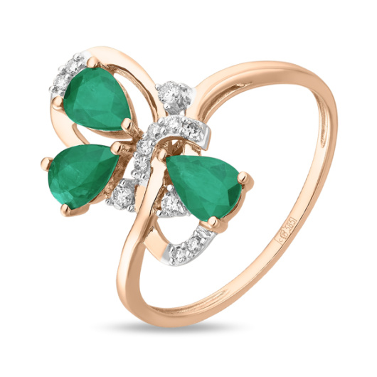 Кольцо с бриллиантами и изумрудами