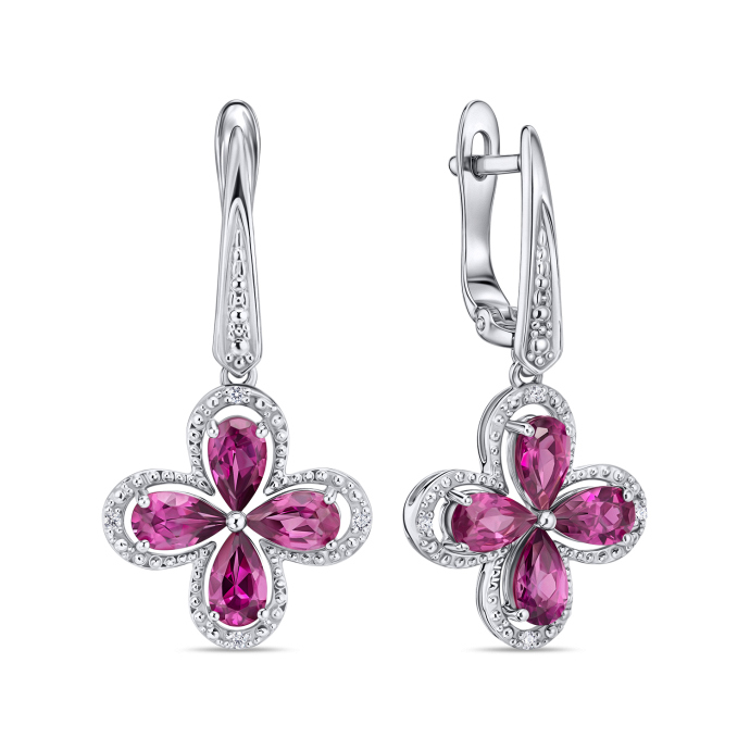 Серьги с бриллиантами и родолитами - фото 1