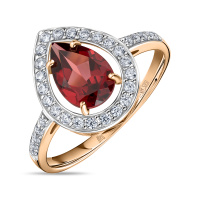 Кольцо с гранатом и фианитами - фото 1 Кольцо с гранатом и фианитами - фото 1