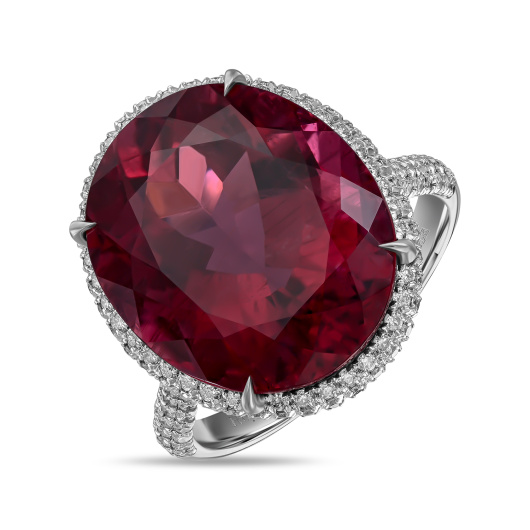 Кольцо с бриллиантами и рубеллитом