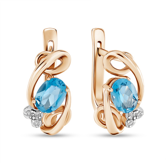 Серьги с топазом и бриллиантами