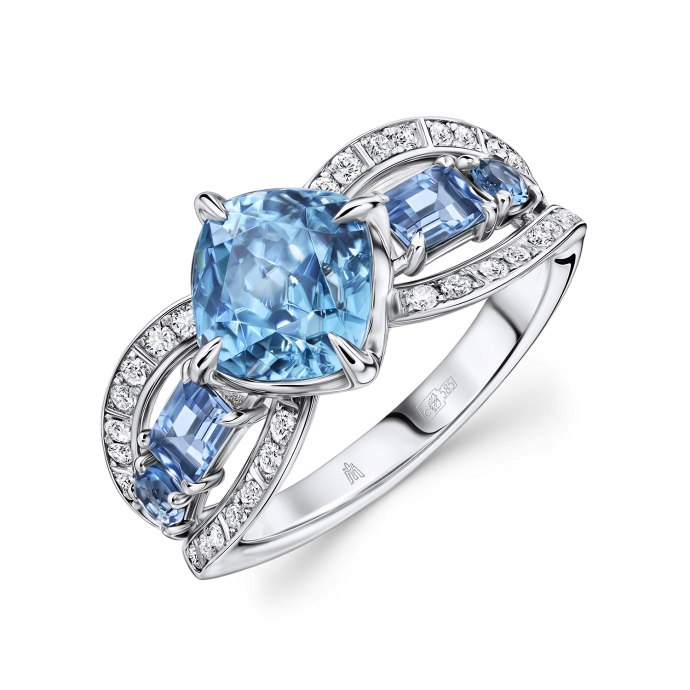 Кольцо с топазами, бриллиантами, лондон топазом и цирконом - фото 1 Кольцо с топазами, бриллиантами, лондон топазом и цирконом - фото 1