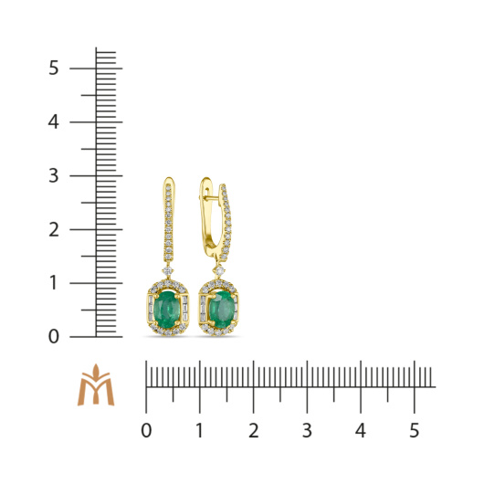 Серьги с бриллиантами и изумрудами