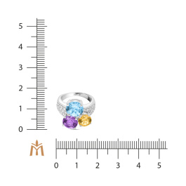 Кольцо с аметистом, цитрином, топазом и фианитом